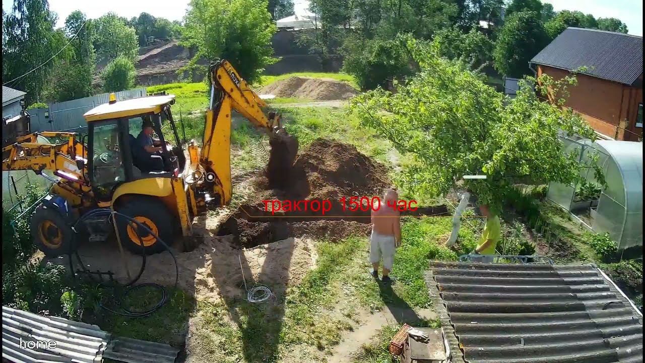 Копка траншеи под ленточный фундамент экскаватором. 6 часов за пять минут... смотреть онлайн