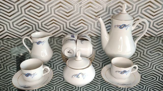 Кавовий сервіз Thun Karlovarsky Porcelan. Невнроятный кофейный сервиз, фарфор, винтаж, антиквариат. смотреть онлайн