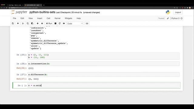 Python built-ins | Sets смотреть онлайн