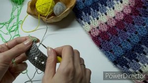 МК узор крючком, многоцветный узор крючком, двухцветный узор крючком, красивый узор, МК плед крючко