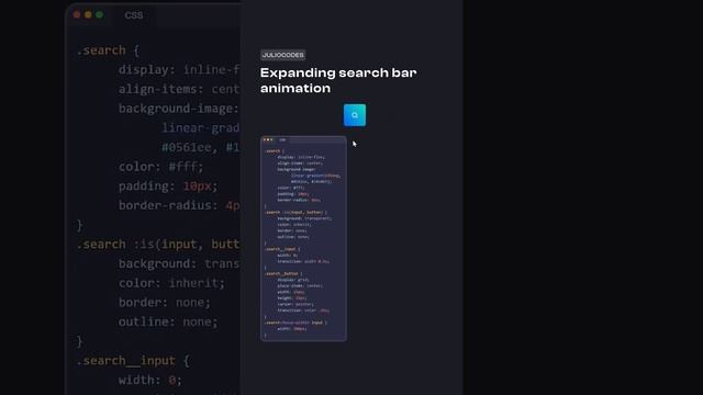 Expanding search bar animation Using HTML and CSS #coding #htmlcss #javascript #code #webdevelopmen