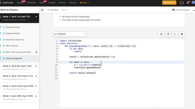 30 Day LeetCode Challenge - Problem 6 - Group Anagrams (Optimal Solution)