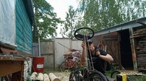 велик с люлькой , восстановление , поставил руль от машины