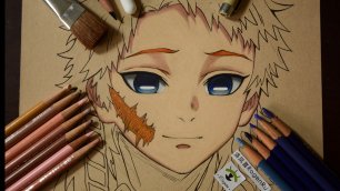 61b.mp4 Drawing anime with colored pencils.