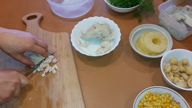 Салат праздничный с ананасами и куриной грудкой ( ПП ) #салатрецепт