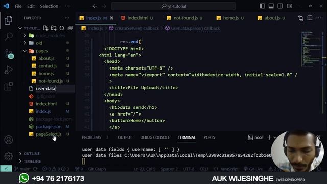 ? NODE JS | COMPLETE TUTORIAL - Part 07 | SINHALA | File Upload - Formidable | AUK Learning Center