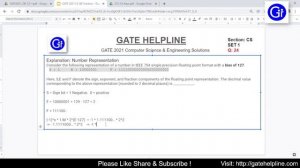 GATE 2021 CS SET1 Q24. Consider the following representation of a number in IEEE 754 [SOLVED!]