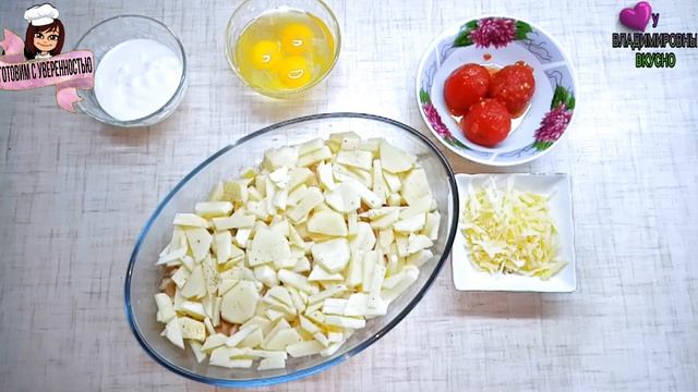 Картофельная запеканка с куриным филе под соусом