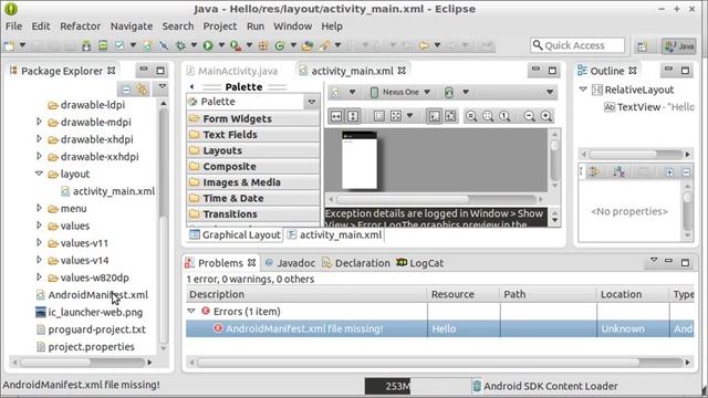 Hello World, Eclipse ADT Bundle with Android SDK смотреть онлайн