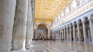 Inside the Basilica di San Paolo fuori le Mura. Rome, Italy. 4K