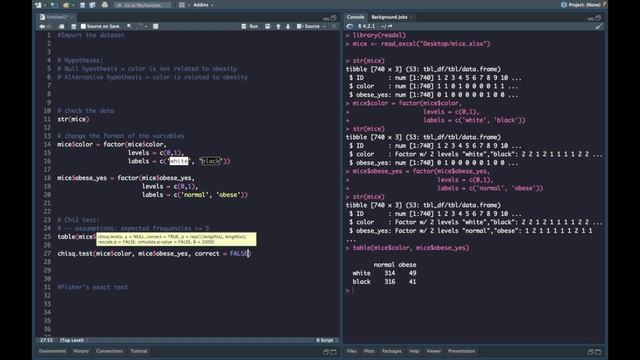 R Studio: Chi-square test and Fisher's exact test смотреть онлайн