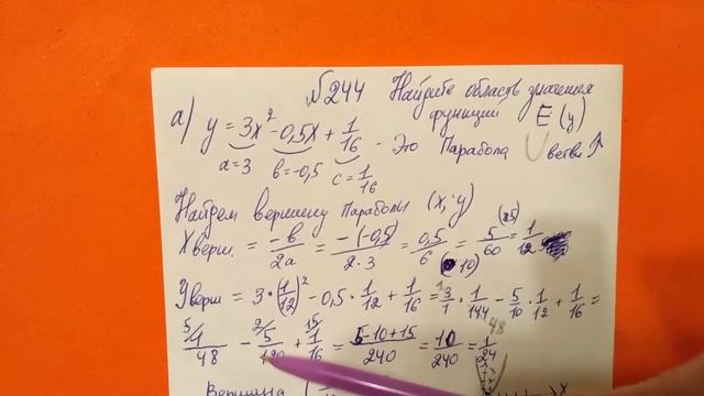 244 (а) Алгебра 9 класс. Найдите область значения функции смотреть онлайн