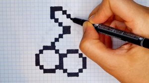 РИСУНКИ ПО КЛЕТОЧКАМ.??? ВИШНЯ ПО КЛЕТОЧКАМ. КАК НАРИСОВАТЬ ВИШНЮ. ПИКСЕЛЬ АРТ. (РИСОВАТЬ ЛЕГКО)