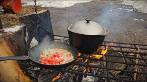 ГОТОВИМ ГУСЯ НА КОСТРЕ. БЫТ НА ИЗБЕ. ВЫХОДНЫЕ В ТАЙГЕ.