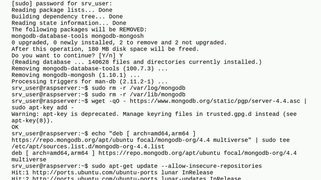 Raspberrypi: Failure when trying to run MongoDB on Raspberry Pi 3 B & Ubuntu 23.04