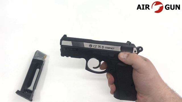 Пневматический пистолетASG CZ-75 D Compact пластик, подвижный никелированный металл смотреть онлайн