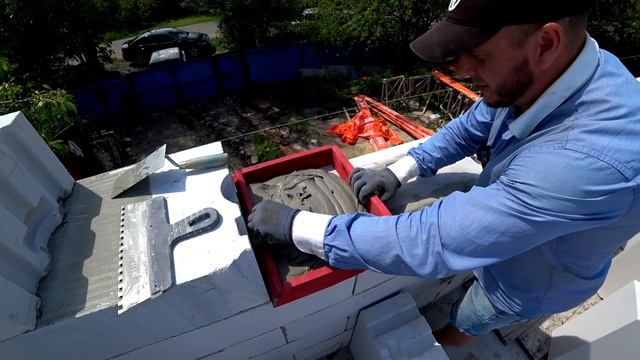 Кладка газоблока под шаблон