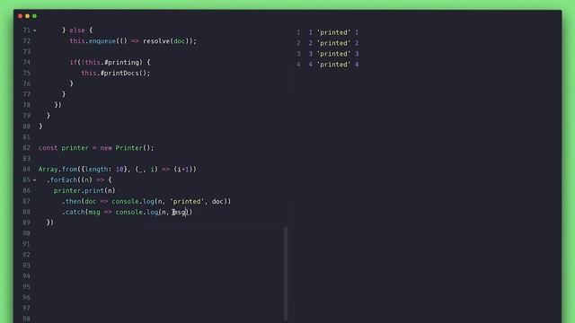 Queue Implementation in Javascript + printer network + promise sequential asynchronous task