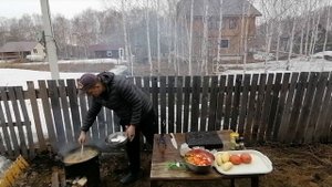 Шурпа с говядиной! В казане на костре.