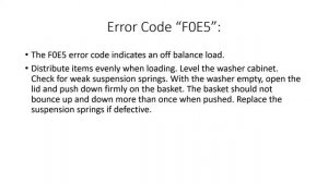 F0E5 Error Code SOLVED!!! Whirlpool Cabrio Top Loading Washer Washing Machine FOES