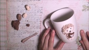 Ежик. Декор кружки из полимерной глины. Мастер класс.
