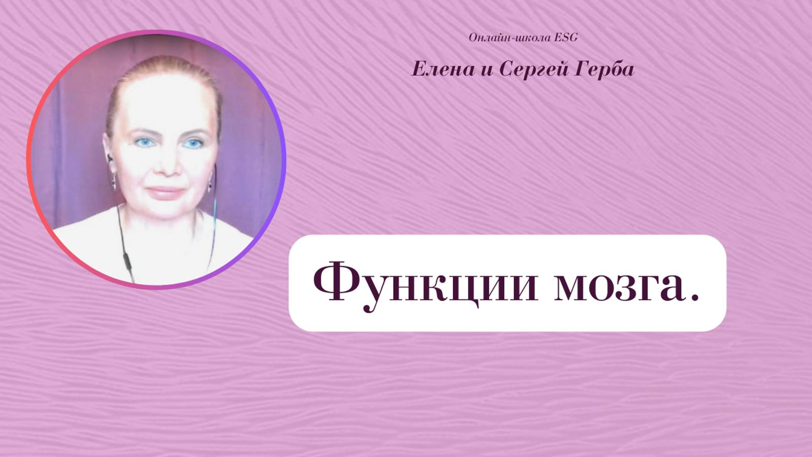 Функции мозга. Фрагмент вебинара. Елена Герба #ESG