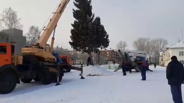 На площади устанавливают ёлку.mp4 смотреть онлайн
