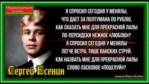 Я спросил сегодня у менялы ,Сергей Есенин , Русская Поэзия, читает Павел Беседин