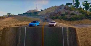 Легковые и грузовые автомобили против незавершенных дорог-BeamNG drive