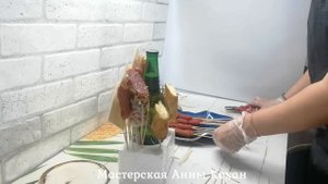 DIY?МУЖСКОЙ БУКЕТ НА 23 ФЕВРАЛЯ СВОИМИ РУКАМИ?КОМПОЗИЦИЯ ИЗ КОЛБАСЫ ,СЫРА И НАПИТКА?
