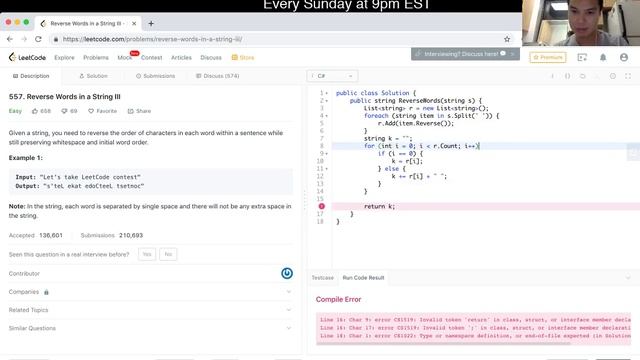 557. Reverse Words In A String III (Leetcode Easy) смотреть онлайн
