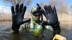 Подводная охота перед запретом на разливе Вода 8 градусов тест 5 мм перчаток от Salvimar