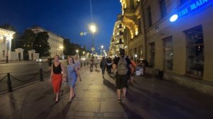 Russia, Walking at night in Saint-Petersburg, Nevsky Avenue 4K.