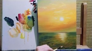 Как нарисовать парусник в море и закат|как легко нарисовать море морской пейзаж #уроки #artist #art