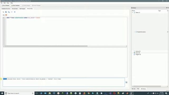 DB Browser for SQLite - Execute SQL Query - Export Query to CSV