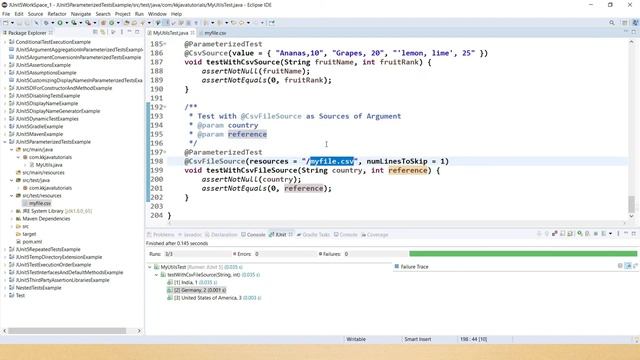 Parameterized Tests with @CsvFileSource in Junit 5 || @ParameterizedTest and @CsvFileSource in JUni