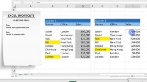 How to select cells in Excel 2017