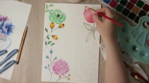 Watercolor flowers/ Draw flowers/ Акварельные цветы/ Картина акварелью