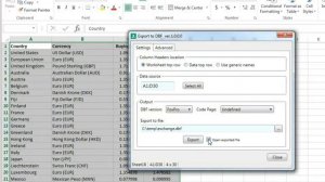 Excel DbfMate: exporting worksheet to DBF