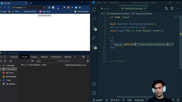 How to handle events in React| react events explained for beginners