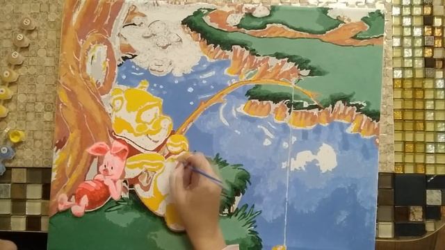 Картина по номерам. Винни Пух на рыбалке. TimeLapse. Painting by numbers. Таймлапс. Раскраска.
