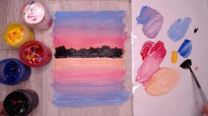 Как нарисовать закат гуашью