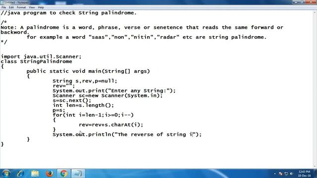 java program to check string palindrome