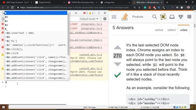 What does ==$0 (double equals dollar zero) mean in JavaScript?