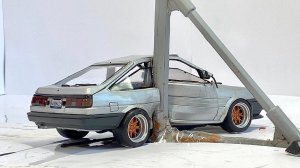 Toyota AE86 Против столба. Краш тест.