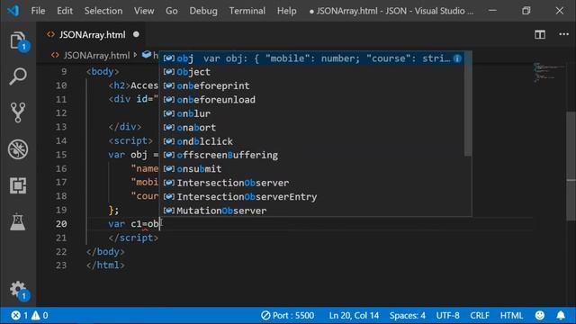 9- Java Script Object Notation - JSON Array | How to Access JSON Array Values-JSON Tutorial in Hind