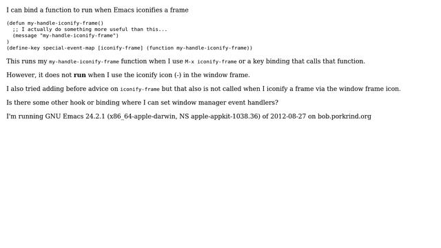 Apple: Can I make iconify-window binding work when minimize using window manager смотреть онлайн