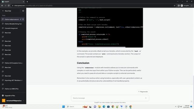 Python subprocess with heredocs
