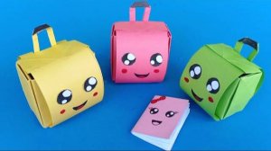 How to make a paper School Bag | DIY origami crafts | Easy Origami step by step / DIY BACK TO SCHOOL