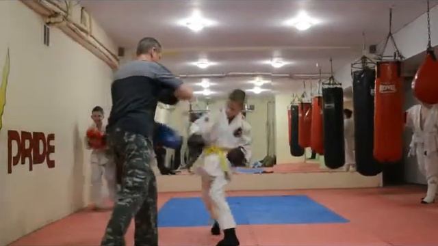 Отработка ударной комбинации на лапах смотреть онлайн